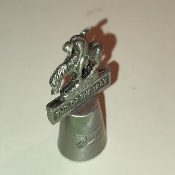 Vintage Thimble Oklahoma End of the Trail Collectible Metal Silver - Picture 2 of 5